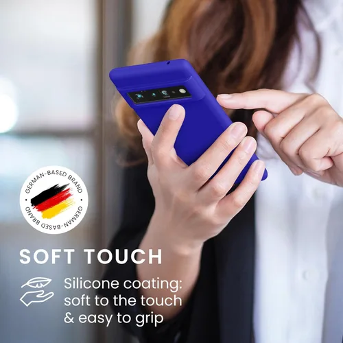 Vista 364 de kwmobile Funda Compatible con Google Pixel 6 Pro - Funda de teléfono de silicona TPU con acabado suave - Azul Arrecife