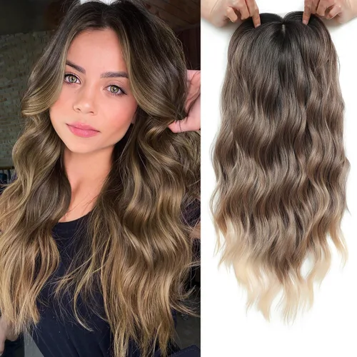 Vista 11 de PANEWAY Toppers de pelo de 7 x 7 pulgadas para mujeres con cabello fino, pelucas de 20 pulgadas para mujer, 1B
