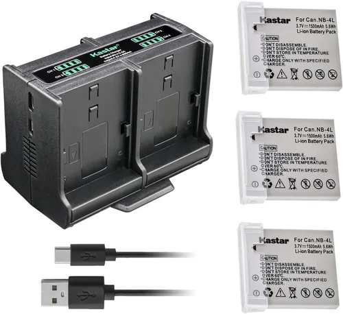 Vista 7 de Kastar Cargador de batería cuádruple compatible con cámaras digitales Canon PowerShot SD30, SD40, SD200, SD300, SD400, SD430, SD450, SD600, SD630