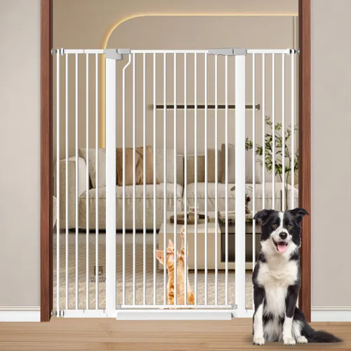 Vista 13 de Fairy Baby Puerta para Gatos Extra Alta de 51.18", Ancho Ajustable de 29.5"-32.6", Cierre Automático con Seguro, Puerta Alta para Mascotas y Perros