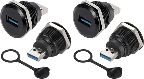 Vista 11 de PENGLIN 2 adaptadores USB 3.0, doble USB macho a hembra, conector de montaje en panel, soporte de datos/cargador, para laptop, teclado, smartphone