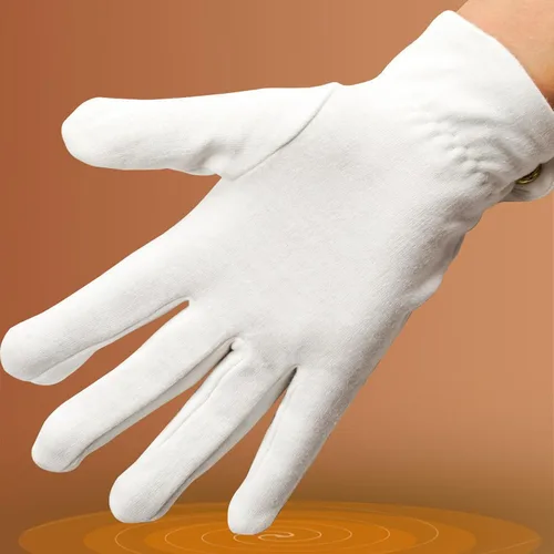 Vista 2 de Guantes de billar Uniforme 2pcs Guantes de Billar Competición Guantes de árbitro Guantes Profesionales Blanco Guantes con Snap Cuff Poliéster Algodón