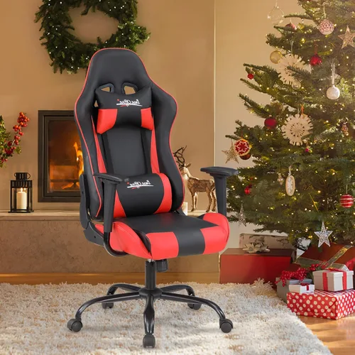 Vista 93 de Silla ergonómica para videojuegos, silla de juegos con reposacabezas, silla de computadora de oficina con ruedas y soporte lumbar, silla