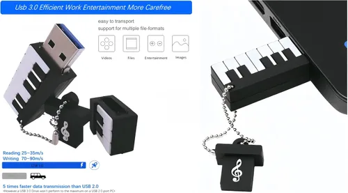 Vista 4 de 128GB USB 3.0 Flash Drive Novedad Dibujos Animados Piano Alta Velocidad de Transferencia Pendrive Memory Stick