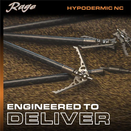 Vista 8 de Rage Hypodermic NC 2-cuchillas de 100gr para caza de punta ancha (R38100), punta híbrida, sin collar de bloqueo de cuchillas de 0,035” de grosor