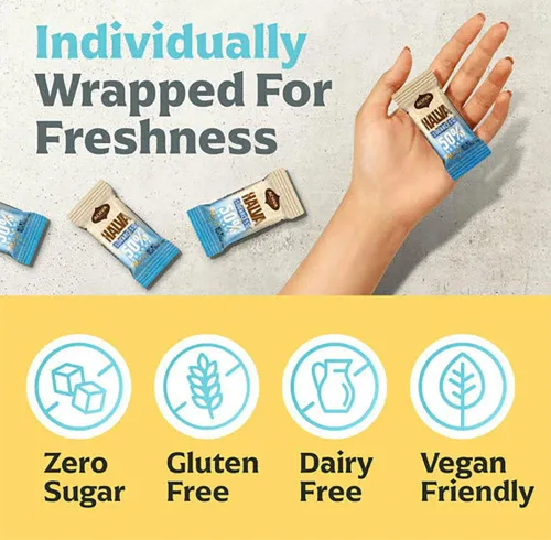 Vista 3 de Achva Kosher - Mini barras Halva sin azúcar, bolsa de aperitivos de 15 unidades cada barra 0.35 onzas de peso neto 5.3 onzas (paquete de 2)