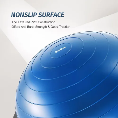 Vista 9 de ZELUS Bola de equilibrio de 25 pulgadas Media pelota inflable de ejercicio de 660 libras con base antideslizante Equipo de entrenamiento