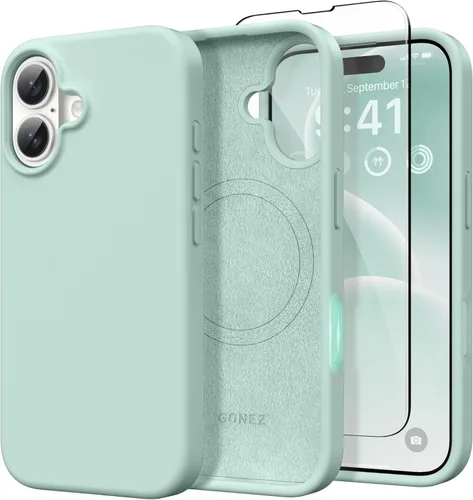 Vista 37 de GONEZ Funda magnética para iPhone 14, compatible con Magsafe, con protector de pantalla + protector de cámara, forro de microfibra antiarañazos