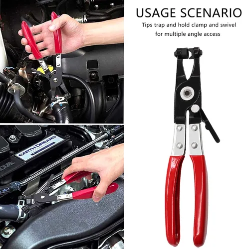 Vista 3 de Tnisesm Abrazaderas de manguera Alicates Herramienta de reparación Banda plana giratoria para extracción e instalación de abrazadera de manguera