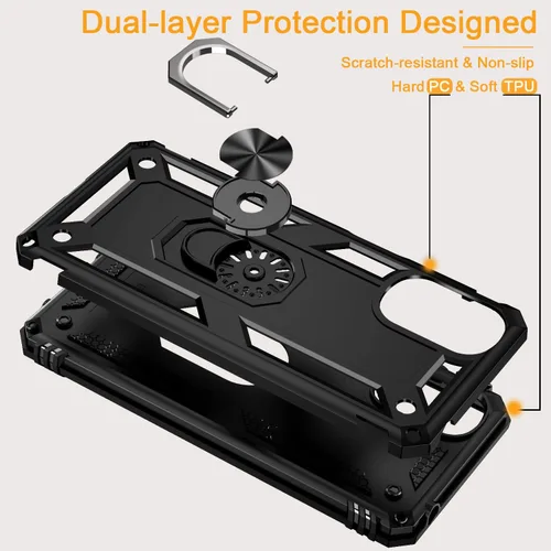 Vista 8 de Funda para Motorola Edge 2022 con 2 protectores de pantalla de vidrio templado, grado militar 16 pies, cubierta protectora probada contra caídas