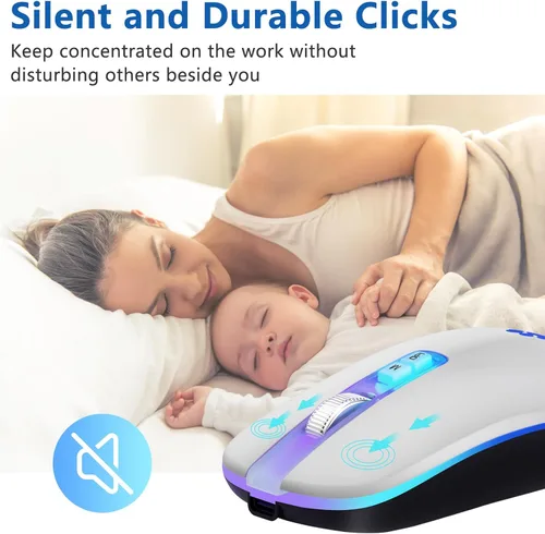 Vista 8 de KARFUN Ratón Inalámbrico, Ratón Portátil delgado con retroiluminación LED para Laptop, PC, MacBook, iPad, Chromebook, Notebook 2.4G Ratón