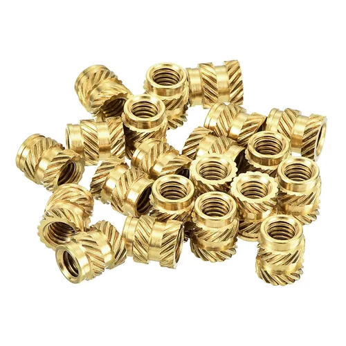 Vista 16 de uxcell Tuercas de inserción moleteadas, 60 piezas M3 x 0.197 in L x 0.197 in OD impresión 3D tuercas de latón roscadas hembra inserciones de latón