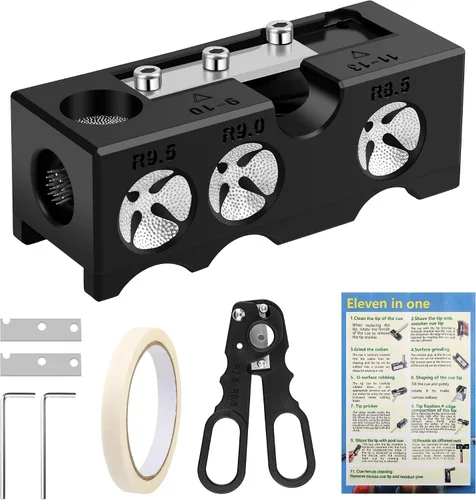 Kit de repuesto de puntas de taco de billar, kit de reparación profesional de puntas de taco de billar, herramienta portátil para dar forma y