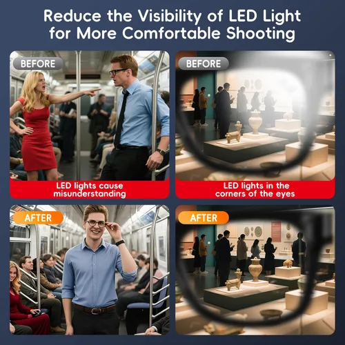 Vista 7 de Paquete de 6 Cubiertas de Luz LED para Gafas Ray-Ban Meta Way-farer/Skyler/Headliner (Gen 2) Cubierta de Cámara, Bloqueador de Luz LED Reutilizable