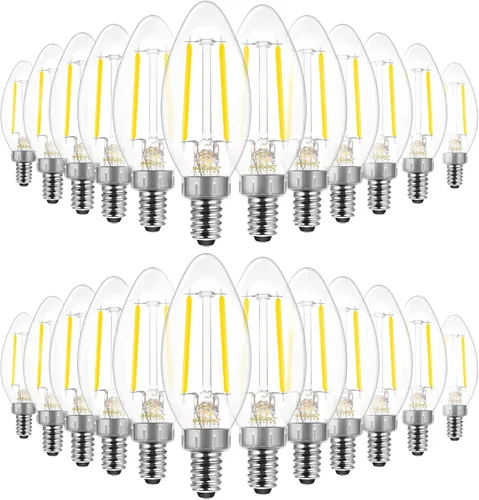 Vista 9 de Energetic - Bombilla LED clásica transparente E12 B10 tipo candelabro, equivalente a 40 vatios, blanco suave 2700K, filamento de vidrio