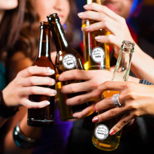 Vista 6 de Zonon 600 calcomanías de bebida para tazas, botellas de agua, etiquetas en blanco para bebidas pertenecientes a calcomanías para recepción de boda