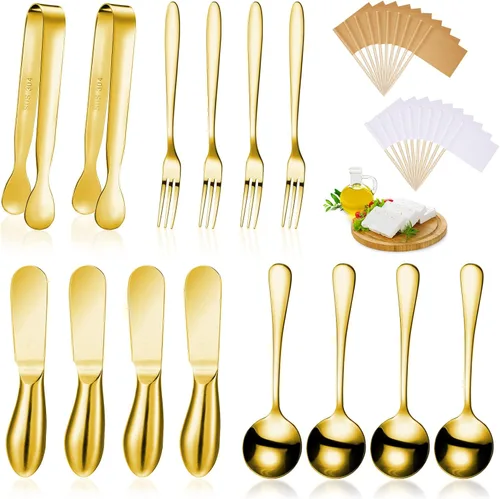 Vista 8 de 14 piezas de accesorios para tabla de embutidos, juego de cuchillos para untar queso, utensilios de embutidos de acero inoxidable, cuchillos