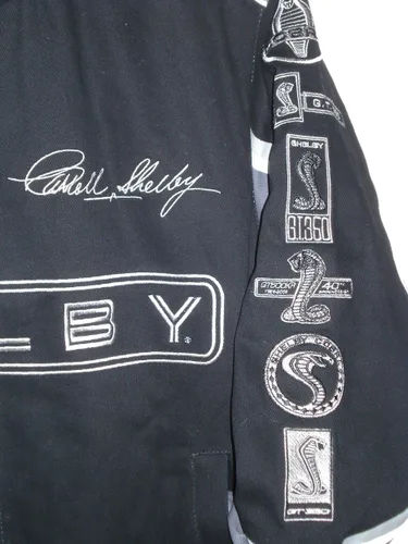 Vista 6 de Carroll Shelby Cobra Collage - Chaqueta de sarga negra para hombre por JH Design