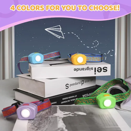 Vista 9 de EverBrite Linterna frontal LED recargable para niños con modo RGB y diadema ajustable, 3 modos multicolor para acampar, leer, explorar, Halloween