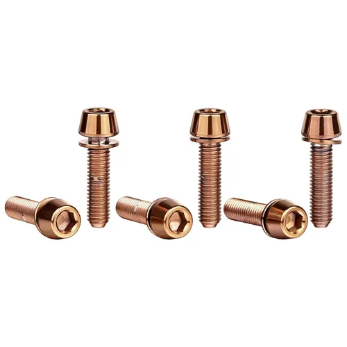 Vista 17 de Titanium Ti Allen Hex M5 - Tornillo de cabeza cónica de 0.630 in con tornillo de arandela para piezas de vástago de bicicleta, paquete de 6