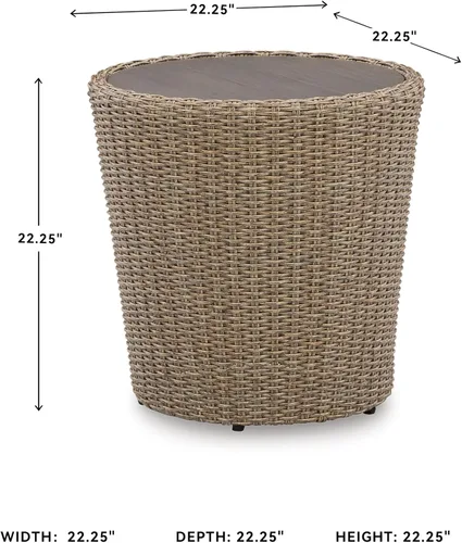 Vista 3 de Signature Design by Ashley Danson - Mesa auxiliar bohemia para exteriores, color marrón claro