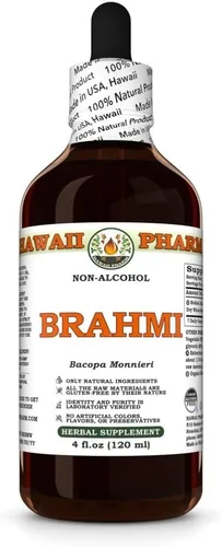 Vista 9 de Hawaii Pharm Brahmi (Bacopa monnieri) Extracto de hierbas sin alcohol, 2 onzas líquidas