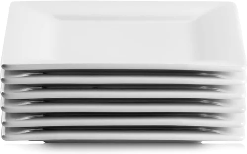 Vista 2 de 10 Strawberry Street Ceramic Simply White - Plato cuadrado de 6 pulgadas, juego de 6