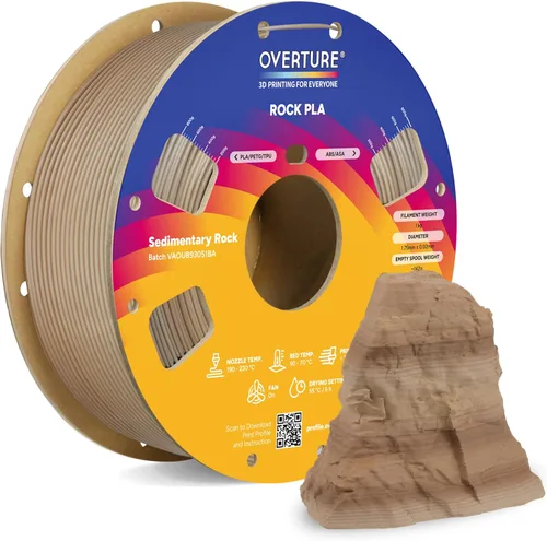 Vista 31 de OVERTURE - Filamento PLA Rock de 1.75 mm, para impresora 3D de mármol, carrete de 2.2 libras, precisión dimensional +/- 0.02 mm, para impresoras FDM