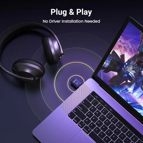 Vista 6 de UGREEN Adaptador Bluetooth USB-C para PS5, Adaptador de Audio Bluetooth 5.3 con APTX Baja Latencia y aptX-Adaptive, Transmisor de Audio Inalámbrico