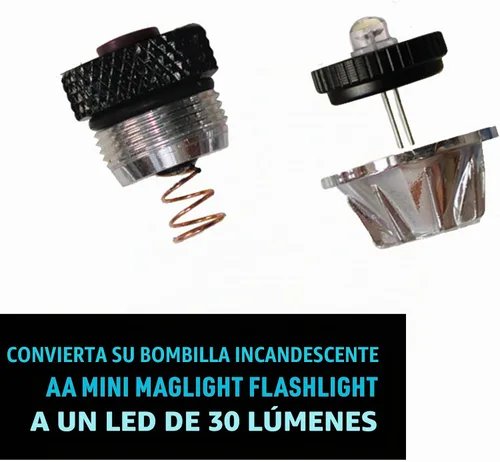Vista 3 de Nite Ize Combo de actualización LED II compatible con AA Mini Maglite - Práctico kit de linterna con LED e interruptor de tapa trasera, potente