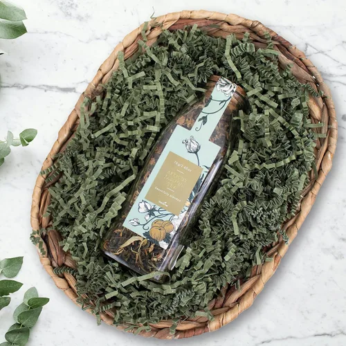 Vista 2 de MagicWater Supply - Relleno de papel triturado de corte arrugado de 1 libra, verde ejército - Embalaje decorativo y protector para regalos de dama