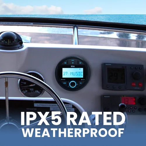 Vista 2 de BOSS Audio Systems MGR300B - Receptor de medidor estéreo para barco marino, Bluetooth, sin reproductor de CD y DVD, radio AM/FM, IPX5 resistente a