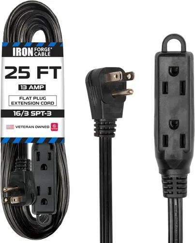 Vista 28 de IRON FORGE CABLE Cable de extensión de enchufe plano con 3 tomas, 0.91 m (3 pies) en color negro - Cable de extensión para interior con 3 tomas