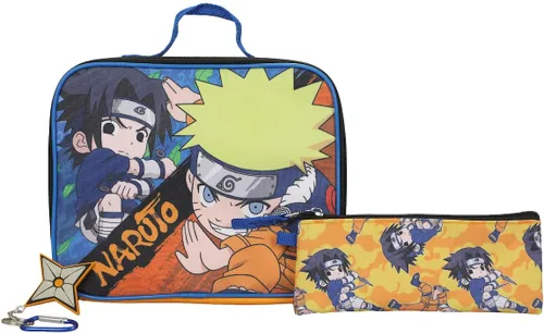 Vista 5 de Naruto Classic Sasuke Vs Naruto - Juego de mochila juvenil de 5 piezas de 16 pulgadas, Naranja