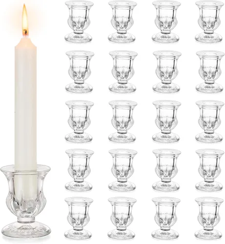 Vista 9 de Portavelas de cristal cónico: candelabros transparentes modernos pequeños portavelas para mesa de boda, centro de mesa, fiesta, comedor, hogar