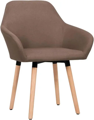 Vista 3 de Modern Brown Fabric Dining Chair Set, Ergonomic Comfort for Kitchen Dining Room, Solid Wood Legs, Easy Care