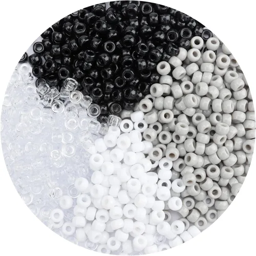 Vista 20 de Cuentas de poni, 4000 unidades, cuentas para pulseras, cuentas para el cabello, cuentas para hacer joyas, cuentas de plástico para manualidades