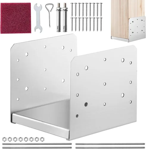 Vista 11 de VEVOR Base de poste de 4 x 4, 10 unidades, tamaño interior de 3.53 x 3.56 pulgadas, anclaje de poste de hormigón de 3.528 x 3.563 in, soportes