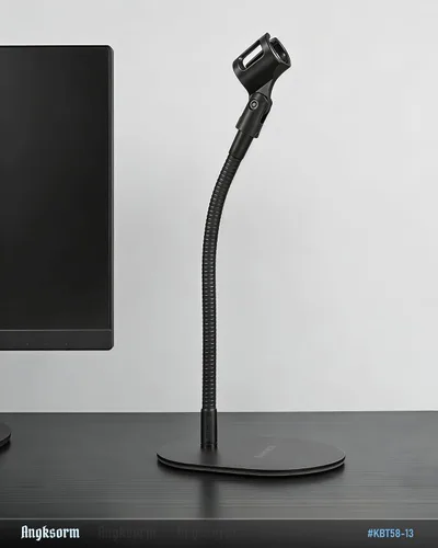 Vista 5 de Soporte de micrófono de cuello de cisne de escritorio de 13 pulgadas, base de metal pesada flexible goose neck arm with a 1.32 lb base for desks