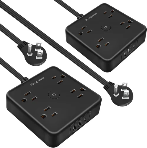 Vista 8 de Regleta de alimentación con protector de sobretensiones, cable de 15 pies, regleta de alimentación larga con 4 tomas amplias, cable de extensión