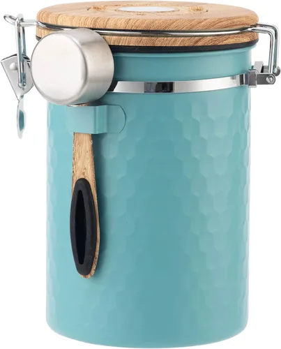 Vista 7 de TEDSWAIT Recipientes herméticos para café, contenedor de almacenamiento de granos de café de cocina de acero inoxidable con cuchara, rastreador
