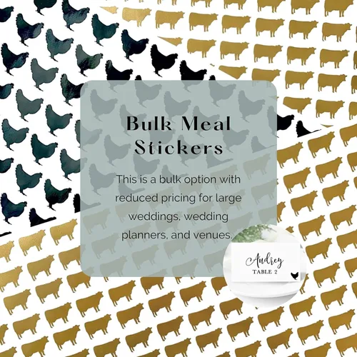 Bulk Meal Choice Stickers (Set of 100) - Wedding Meal Stickers - Place Card Meal Stickers - Wedding Meal Indicator - Food Choice Sticker (0.5 inch,