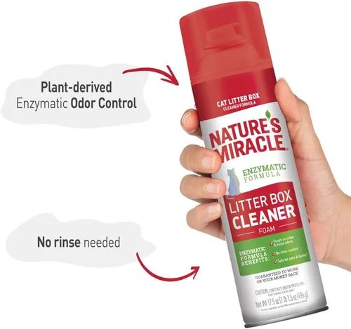 Vista 3 de Limpiador de bandeja de espuma Nature’s Miracle, resistente a los olores de orina de gato, fórmula enzimática, 17.5 oz (495 g)