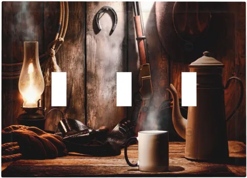 Vista 16 de Cubiertas de pared de lodge rústico retro con diseño de osos, ciervos y animales salvajes. Placas de pared dúplex simples para interruptor de luz.