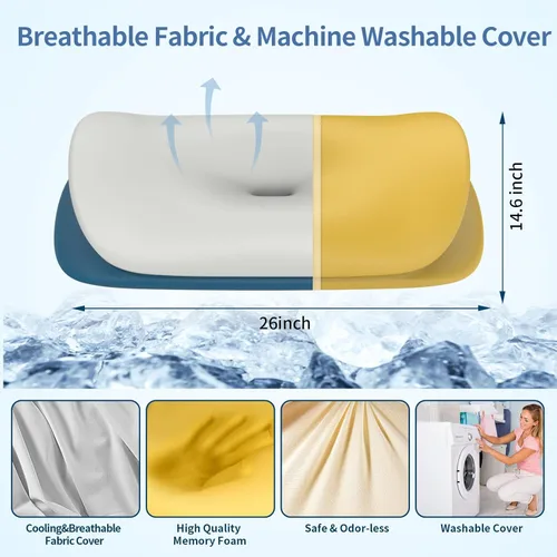 Vista 3 de Olumoon Almohada cervical para el cuello – Almohadas ergonómicas de contorno de espuma viscoelástica para dormir de lado, espalda y estómago