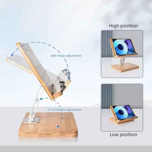 Vista 2 de wishacc - Soporte para libros de lectura, soporte para libros de cocina y soportes de página, clips de papel ergonómicos de múltiples alturas