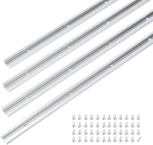 Vista 8 de T Track Kit de intersección de 3 pulgadas con tornillos para madera, perfil de doble corte con orificios de montaje preperforados, carpintería