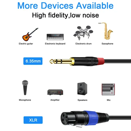 Vista 4 de Cable doble TRS a XLR hembra de 0.250 in para micrófono, mezclador, amplificador, 1.5 pies, cable de audio dual TRS macho a XLR, cable de conexión