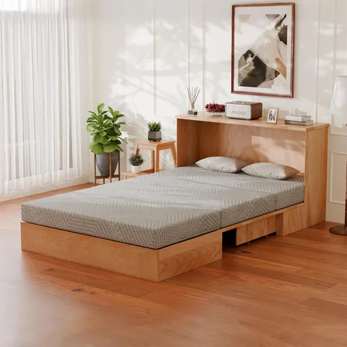 Vista 8 de MLILY Colchón de espuma viscoelástica de tres pliegues, colchón plegable individual de 4 pulgadas con funda plegable y lavable, colchón de viaje e