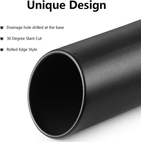 Vista 3 de A-KARCK Punta de escape con entrada de 4 pulgadas, perno atornillable de 4" de entrada, 5" de salida, 12" de largo, punta de tubo de escape